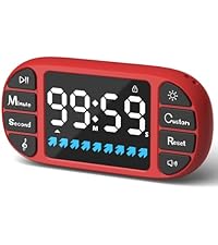 DOOMAY Digital Kitchen Visual Timer: 3.6'' Large LED Display, Magnetic, 3 Brightness, 4 Alarms and Volume, Memory Function, Countdown Count up for Cooking, Classroom, Home Gym, AAA Battery Included