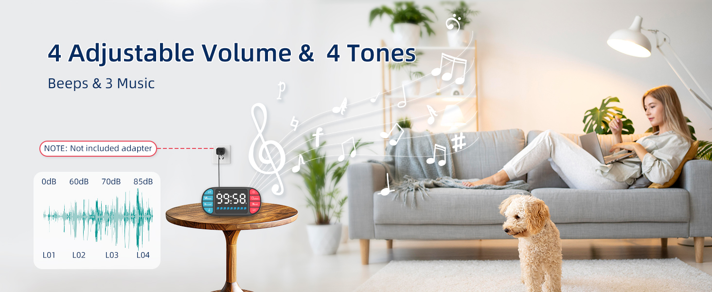 DOOMAY Digital Kitchen Visual Timer: 3.6'' Large LED Display, Magnetic, 3 Brightness, 4 Alarms and Volume, Memory Function, Countdown Count up for Cooking, Classroom, Home Gym, AAA Battery Included