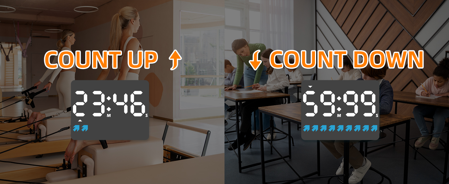 DOOMAY Digital Kitchen Visual Timer: 3.6'' Large LED Display, Magnetic, 3 Brightness, 4 Alarms and Volume, Memory Function, Countdown Count up for Cooking, Classroom, Home Gym, AAA Battery Included