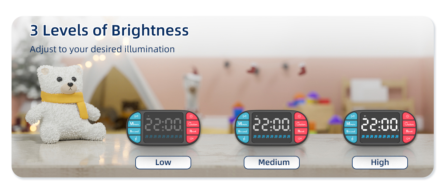 DOOMAY Digital Kitchen Visual Timer: 3.6'' Large LED Display, Magnetic, 3 Brightness, 4 Alarms and Volume, Memory Function, Countdown Count up for Cooking, Classroom, Home Gym, AAA Battery Included