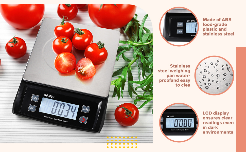 Large Digital Kitchen Scale 66LB 30kg Commercial Food Scale Stainless Bread Scale with LCD Display Commercial Weighing Devices for Baking Cooking(Silver)