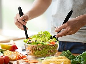 E-far 10 Pieces Silicone Cooking Utensils Set, Heat Resistant Kitchen Utensil Set for Nonstick Cookware, Kitchen Cooking Tools with Spatula, Spoon, Slotted Turner, Non-Toxic & Dishwasher Safe (Black)