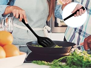 E-far 10 Pieces Silicone Cooking Utensils Set, Heat Resistant Kitchen Utensil Set for Nonstick Cookware, Kitchen Cooking Tools with Spatula, Spoon, Slotted Turner, Non-Toxic & Dishwasher Safe (Black)