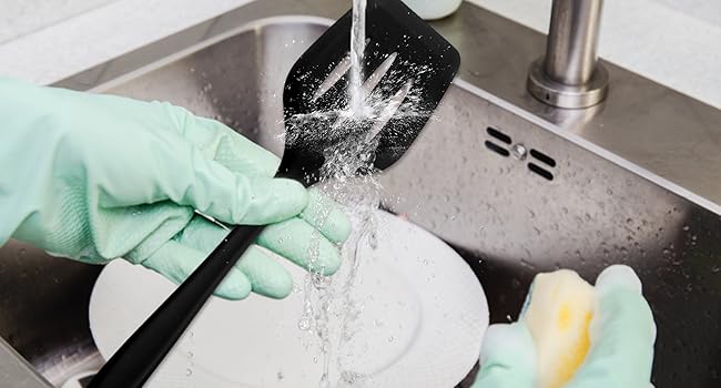 E-far 10 Pieces Silicone Cooking Utensils Set, Heat Resistant Kitchen Utensil Set for Nonstick Cookware, Kitchen Cooking Tools with Spatula, Spoon, Slotted Turner, Non-Toxic & Dishwasher Safe (Black)