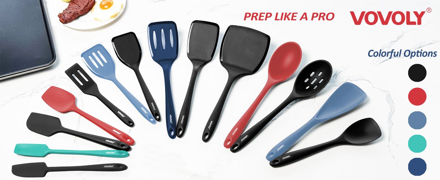 Silicone Spatula Set, 600°F Heat Resistant Silicone Spatula Turner Flipper for Cooking, Non Stick and Non Scratch Kitchen Utensils for Eggs & Pancakes, 4 Pack, Black