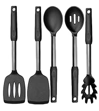 Silicone Spatula Set, 600°F Heat Resistant Silicone Spatula Turner Flipper for Cooking, Non Stick and Non Scratch Kitchen Utensils for Eggs & Pancakes, 4 Pack, Black