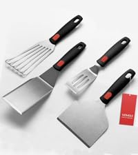 Silicone Spatula Set, 600°F Heat Resistant Silicone Spatula Turner Flipper for Cooking, Non Stick and Non Scratch Kitchen Utensils for Eggs & Pancakes, 4 Pack, Black