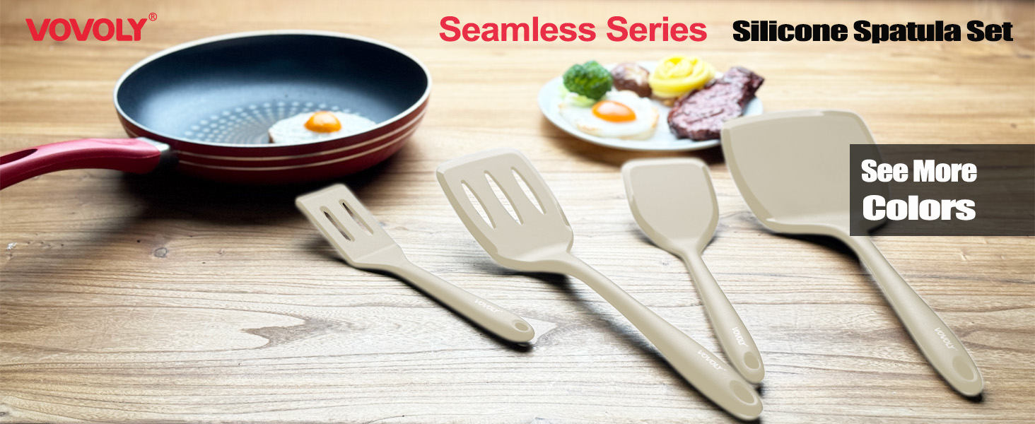 Silicone Spatula Set, 600°F Heat Resistant Silicone Spatula Turner Flipper for Cooking, Non Stick and Non Scratch Kitchen Utensils for Eggs & Pancakes, 4 Pack, Black