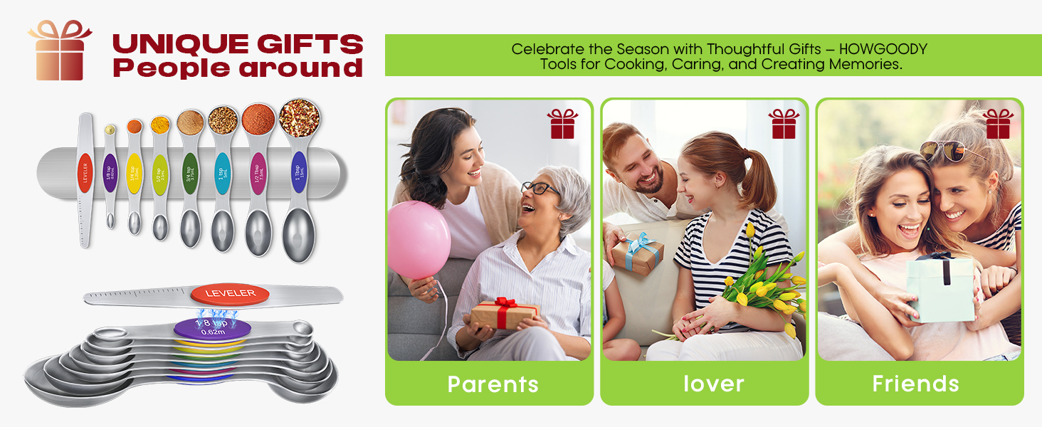 Premium Magnetic Measuring Spoons Set|Strong N52 Magnets|Heavy Duty Stainless Steel|Dual-Sided for Spice Jar & Liquid Measuring|Dishwasher Safe|7 Spoons with Leveler for Baking & Cooking (Colorful)