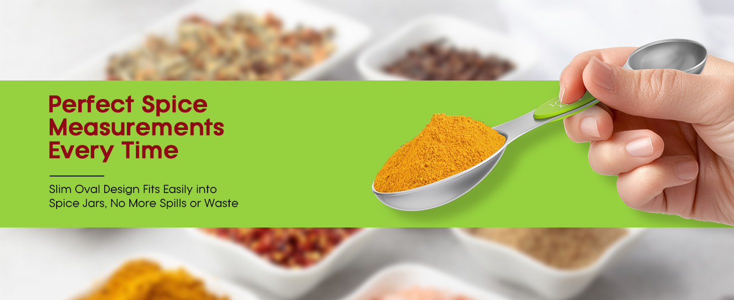 Premium Magnetic Measuring Spoons Set|Strong N52 Magnets|Heavy Duty Stainless Steel|Dual-Sided for Spice Jar & Liquid Measuring|Dishwasher Safe|7 Spoons with Leveler for Baking & Cooking (Colorful)