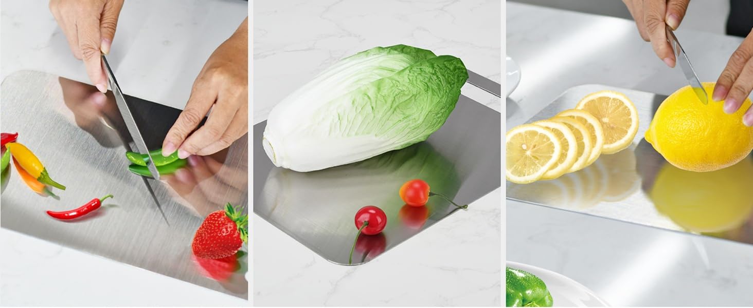 3pcs Stainless Steel Cutting Board Cutting Boards for Kitchen, Upgrade Double Sided Board, Thick Cutting Board for Home Kitchen Cooking