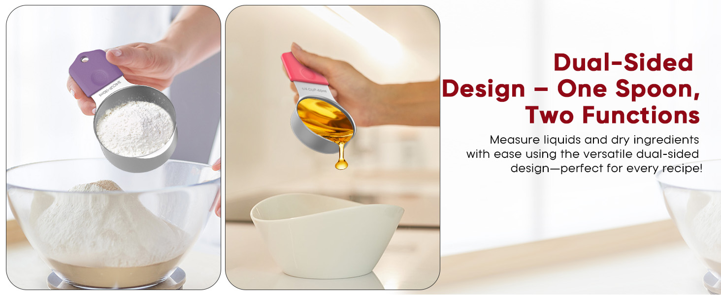 Magnetic Measuring Cups and Spoons Set304 Stainless Steel Dual Scale Set of 15, Strong N52 Magnetic Nesting Design with Leveler, for Dry&Liquid Ingredients, Dishwasher Safe(Colorful)