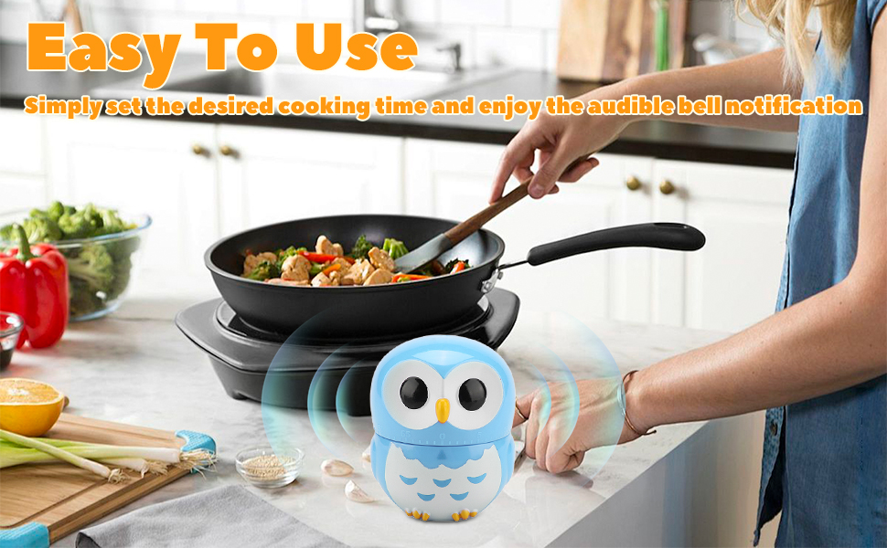 Owl Kitchen Timer, Kitchen Timer Owl Mechanical Home Cooking Counters Clock Portable Alarm Clock Kitchen Cooking Tool (Pink)