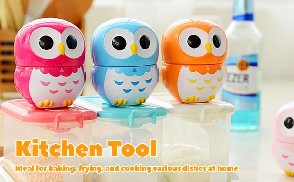 Owl Kitchen Timer, Kitchen Timer Owl Mechanical Home Cooking Counters Clock Portable Alarm Clock Kitchen Cooking Tool (Pink)