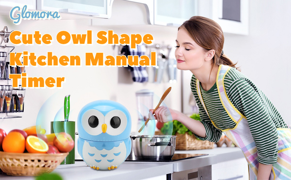 Owl Kitchen Timer, Kitchen Timer Owl Mechanical Home Cooking Counters Clock Portable Alarm Clock Kitchen Cooking Tool (Pink)