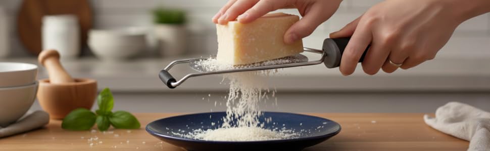 Stainless Steel Ultra Fine Cheese Grater Great for Hard Cheeses, Chocolate, Nutmeg, and Lemon Zest - EJKJ Kitchenware