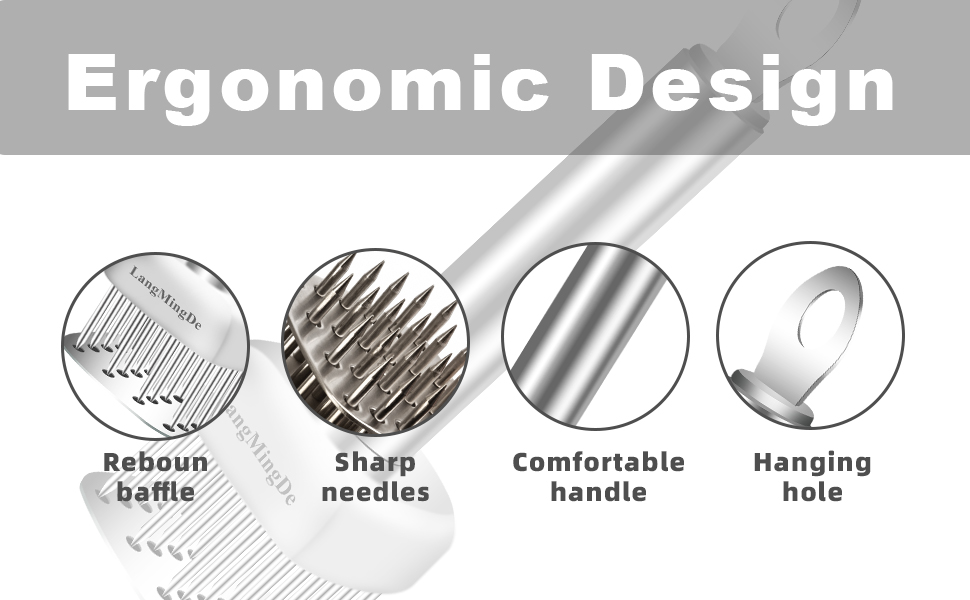 18/10 Stainless Steel Meat Tenderizer Tool, 24 Sharp Needles for Tenderizing Steak Chicken Pork Veal Barbecue Marinating