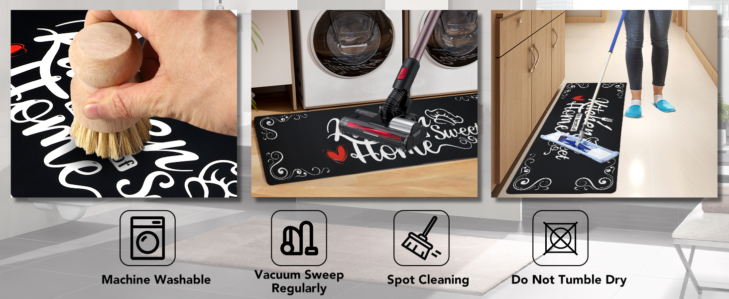 Kitchen Mats for Floor 3 Pieces Set, Non Slip Cushioned Runners Waterproof Comfort Kitchen Rugs and Mats Farmhouse Chef Mat Carpet for Sink,Laundry Room