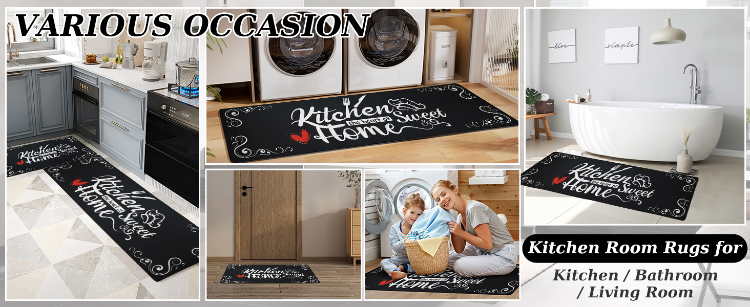 Kitchen Mats for Floor 3 Pieces Set, Non Slip Cushioned Runners Waterproof Comfort Kitchen Rugs and Mats Farmhouse Chef Mat Carpet for Sink,Laundry Room