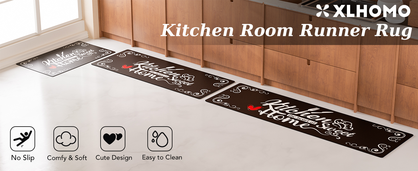 Kitchen Mats for Floor 3 Pieces Set, Non Slip Cushioned Runners Waterproof Comfort Kitchen Rugs and Mats Farmhouse Chef Mat Carpet for Sink,Laundry Room