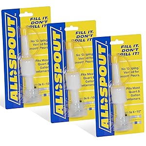 Extendable No-Drip Pour Spout for Quart and Gallon Jugs, Vented, Adjustable 6 to 10 Inch, Collapsible, Universal Fit - 3 Pack