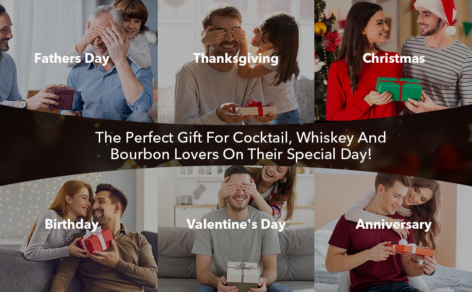 23Pcs Whiskey Smoker Kit with Torch-12 Wood Chips, Ice Ball Mold, Cocktail Smoker Infuser Kit, Old Fashioned Drink Smoker Kit, Birthday Bourbon Whiskey Gifts for Men,Dad,Him, Valentine's Day Gifts