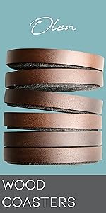 Acacia Wood Coasters for Drinks, 4.13 Inch, Set of 6, Squircles Insulation and Absorbent Cork Stackable Cup Holder, Rustic Coasters for Coffee Table, Designed by S1EGAN