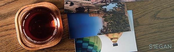 Acacia Wood Coasters for Drinks, 4.13 Inch, Set of 6, Squircles Insulation and Absorbent Cork Stackable Cup Holder, Rustic Coasters for Coffee Table, Designed by S1EGAN