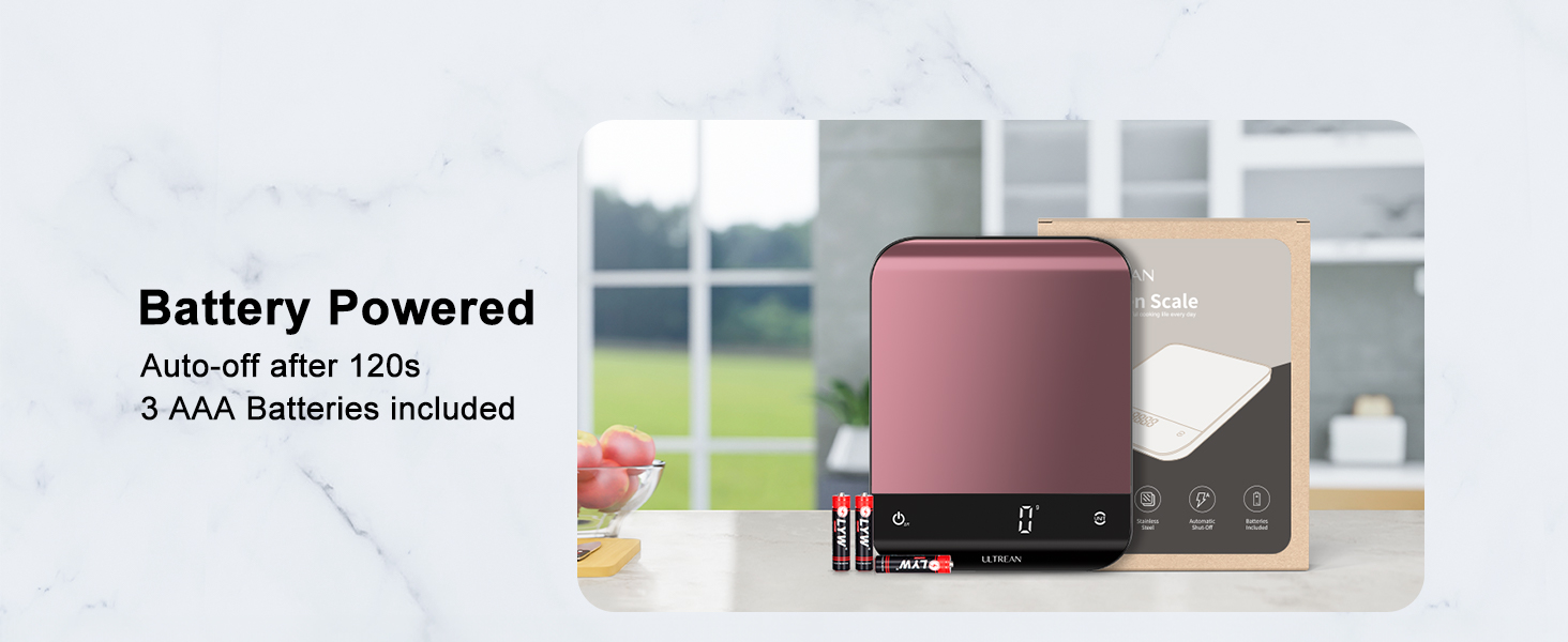 Ultrean Food Scale, Digital Kitchen Scale with LED Display, Weight Grams and Ounces for Baking Cooking, 6 Units with Tare Function, 11lb (Batteries Included)