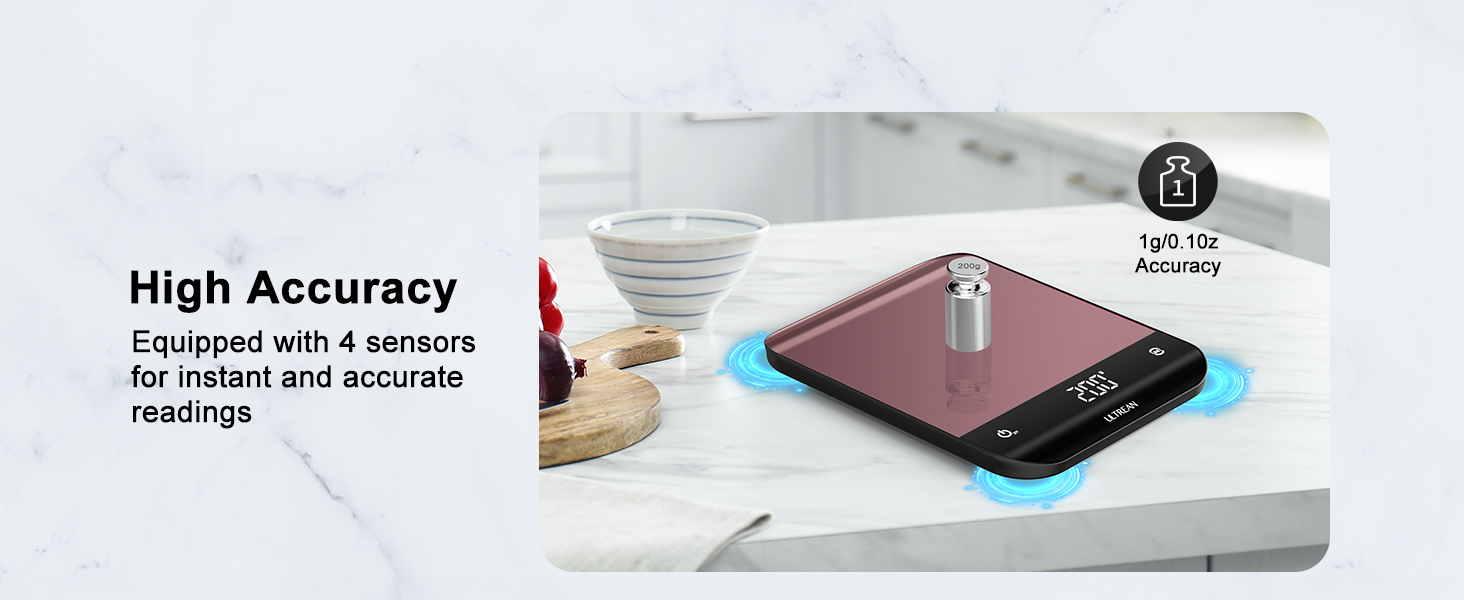 Ultrean Food Scale, Digital Kitchen Scale with LED Display, Weight Grams and Ounces for Baking Cooking, 6 Units with Tare Function, 11lb (Batteries Included)