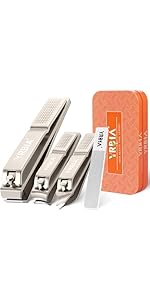 Nail Clippers with Glass Nail File, YRBIA Ultra Sharp Nail Clipper Set, Professional Fingernail & Toenail Clippers Nail Cutter for Men and Women (Black)