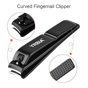 Nail Clippers with Glass Nail File, YRBIA Ultra Sharp Nail Clipper Set, Professional Fingernail & Toenail Clippers Nail Cutter for Men and Women (Black)