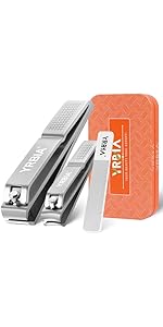 Nail Clippers with Glass Nail File, YRBIA Ultra Sharp Nail Clipper Set, Professional Fingernail & Toenail Clippers Nail Cutter for Men and Women (Black)