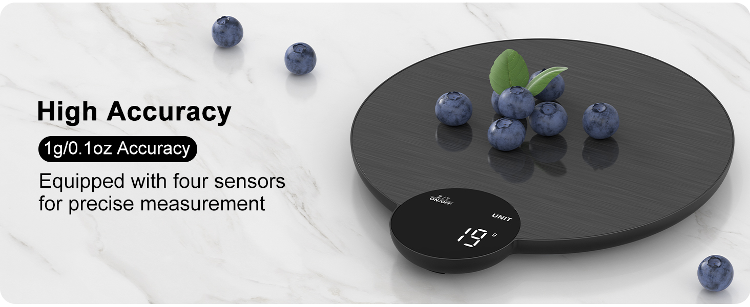 Ultrean 1g/0.1oz Precision Food Scale, HD LED Display Digital Kitchen Scale, Stainless Steel, 11lb Capacity for Cooking Baking (Batteries Included)