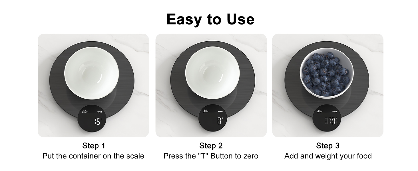 Ultrean 1g/0.1oz Precision Food Scale, HD LED Display Digital Kitchen Scale, Stainless Steel, 11lb Capacity for Cooking Baking (Batteries Included)