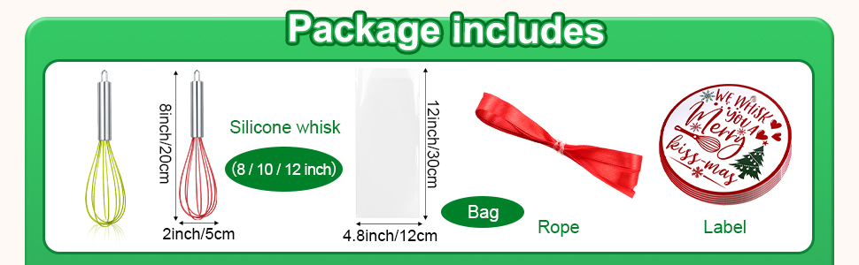 48 Sets 10 Inch Whisks Bulk DIY Fillable Whisk Gifts Colored Silicone Whisks for Cooking Heat Resistant Egg Beaters for Candy Holder Party Favors