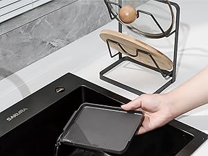 304 Stainless Steel Pot Lid Holder While Cooking, Kitchen Pot Lid Storage Rack for stove top, Multifunctional Kitchen Pot Lid Organizer for Countertop(Silver)