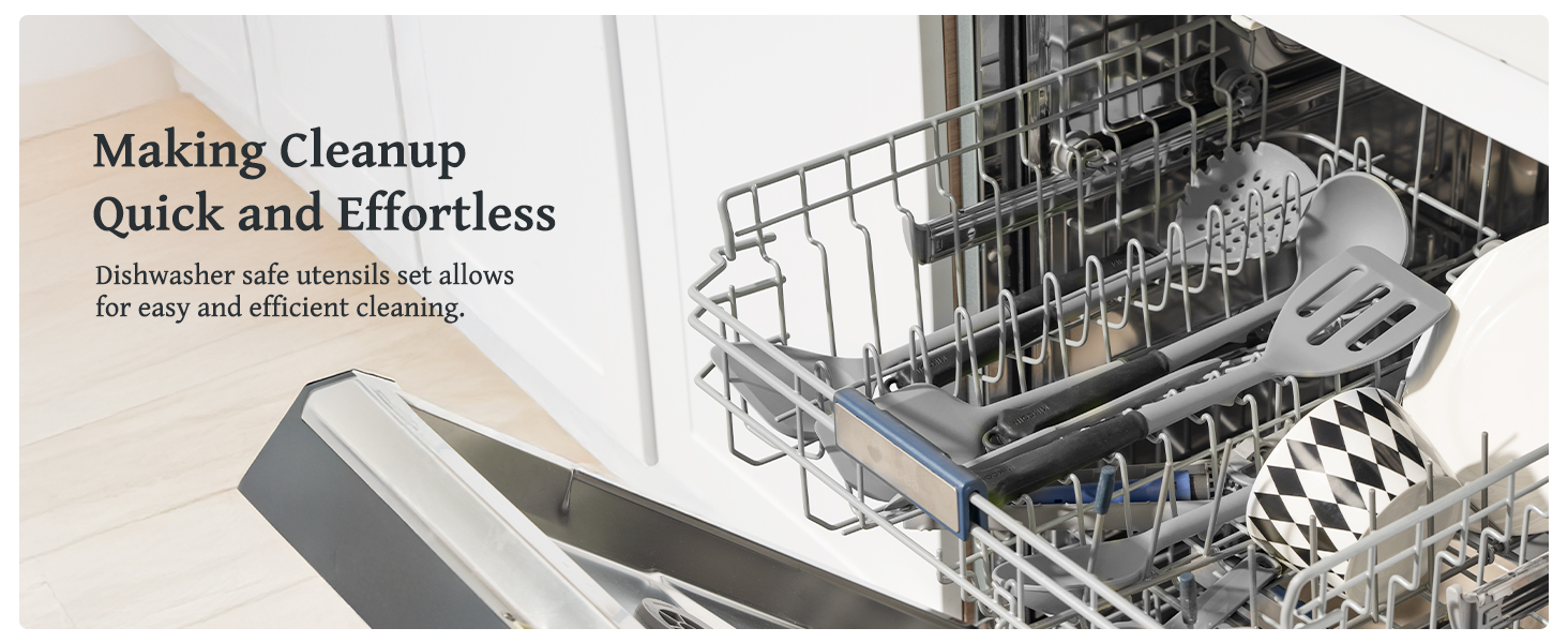 Kikcoin 43Pcs Large Kitchen Utensils Set - Silicone Cooking Utensils Set, Dishwasher Safe Spatula Set for Non-stick Cookware, 446°F Heat Resistant Kitchen Utensils Set with Holder BPA Free, Grey