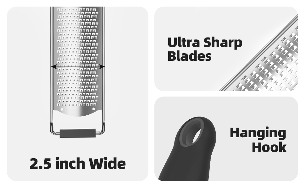 Cheese Grater, Lemon Zester, Fine Cheese Grater with Handle, Width 2.5 inch