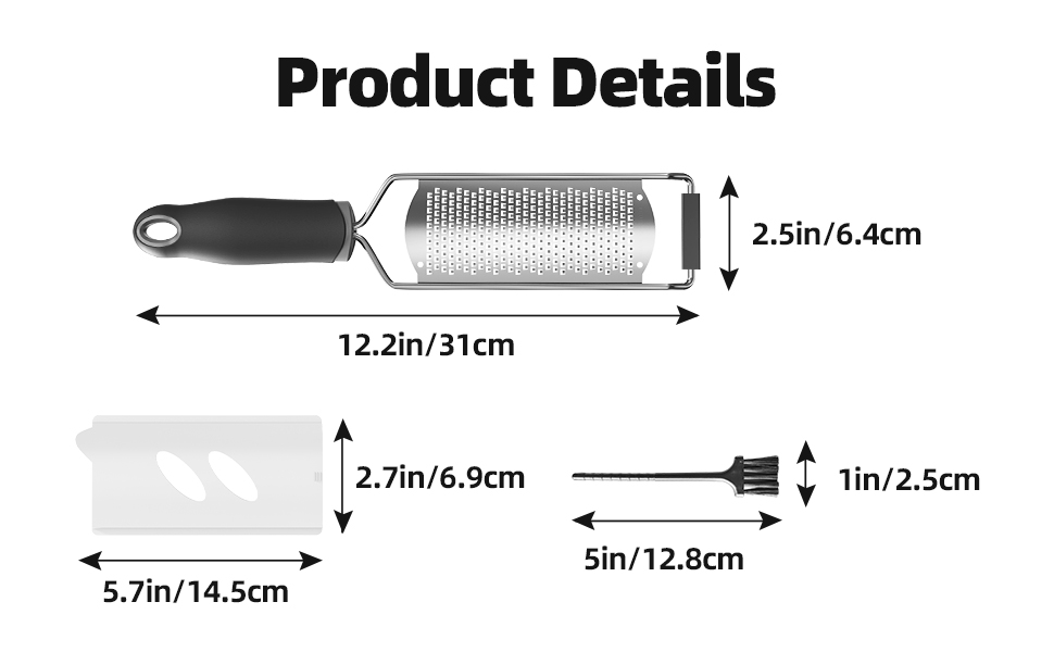Cheese Grater, Lemon Zester, Fine Cheese Grater with Handle, Width 2.5 inch