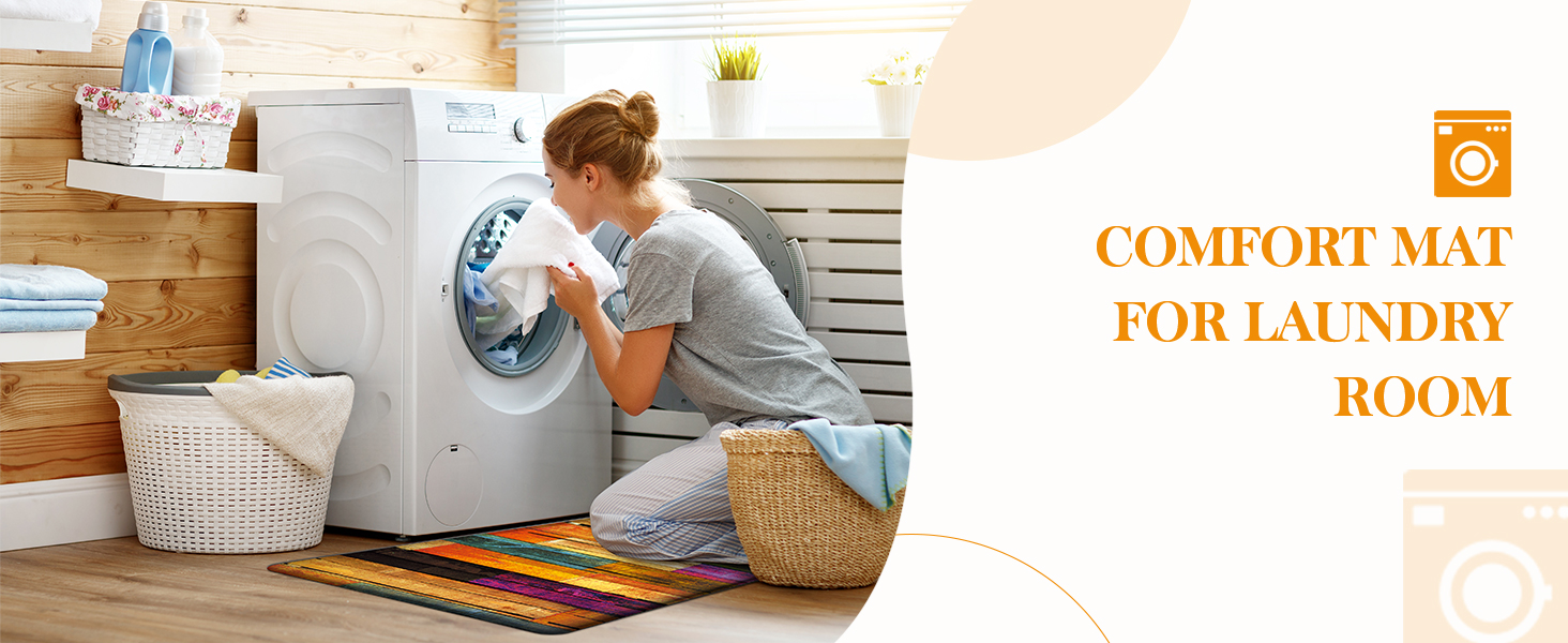 Kitchen Mats for Floor Colorful kitchen rugs Cool Wooden Abstract Anti Fatigue Kitchen Mats Waterproof Floor Mats Cushioned Non-Skid Standing Mats for Laundry, Sink, Set of 2,17.3 x 28+17.3 x 47 Inch