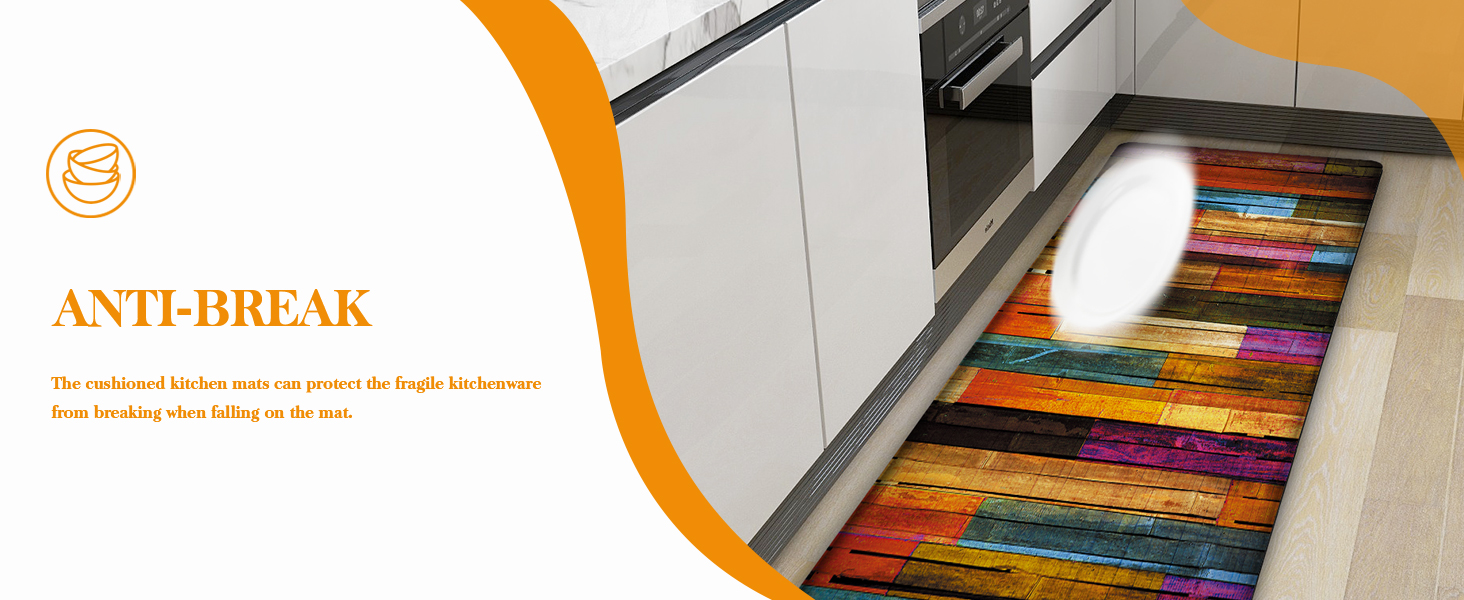 Kitchen Mats for Floor Colorful kitchen rugs Cool Wooden Abstract Anti Fatigue Kitchen Mats Waterproof Floor Mats Cushioned Non-Skid Standing Mats for Laundry, Sink, Set of 2,17.3 x 28+17.3 x 47 Inch