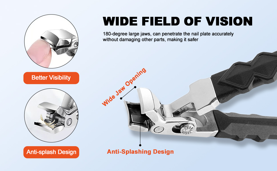 Black Long Handle Nail Clippers for Seniors Non-Slip Wide Jaw Opening Prevent Splashing Toenail Clippers with Catcher for Men for Thick Nails Ergonomic Curve Angled Head Toe Nail Clipper Sharp（1pcs）