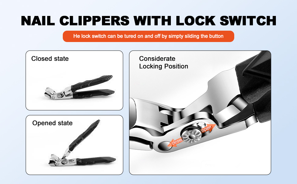 Black Long Handle Nail Clippers for Seniors Non-Slip Wide Jaw Opening Prevent Splashing Toenail Clippers with Catcher for Men for Thick Nails Ergonomic Curve Angled Head Toe Nail Clipper Sharp（1pcs）