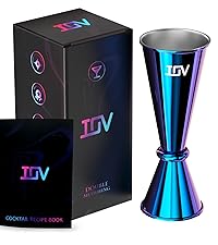 IOV Cocktail Shaker Set: 12-Piece Mixology Bartender Kit Bar Set | 18oz & 28oz Boston Shaker Drink Mixing Tools for Home with Recipe Booklet and Stand | Fun Housewarming Gift (Rainbow)