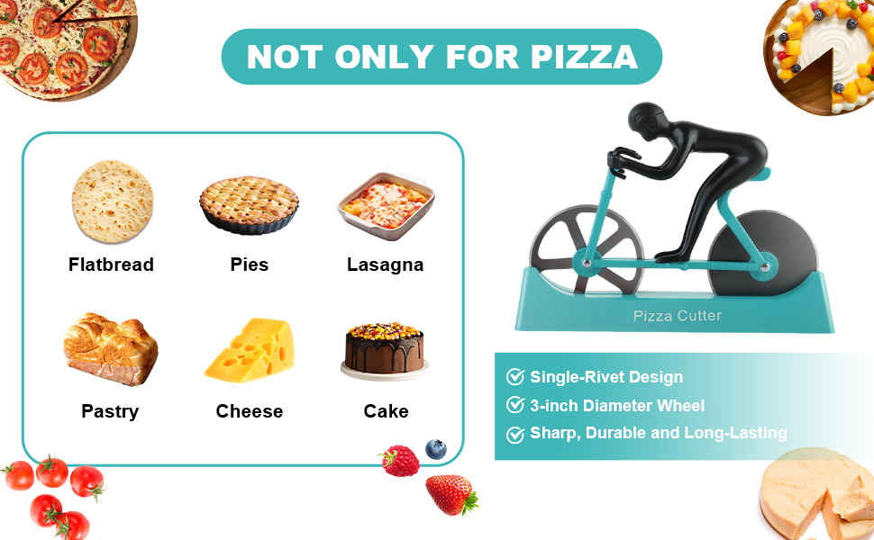 Bike Pizza Cutter,Bicycle Pizza Slicer,Stainless Steel Pizza Cutter Wheels with Stand,Unique Kitchen Gadget,Gifts for Cyclists Men,Cool Men’s Gift
