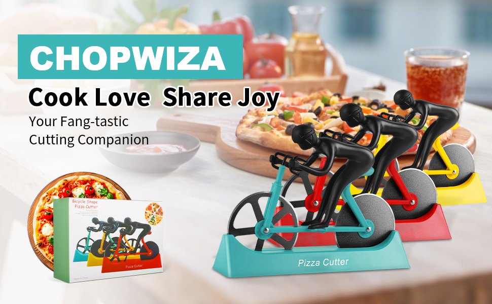 Bike Pizza Cutter,Bicycle Pizza Slicer,Stainless Steel Pizza Cutter Wheels with Stand,Unique Kitchen Gadget,Gifts for Cyclists Men,Cool Men’s Gift