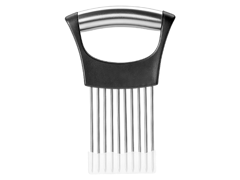 Onion Slicer, Stainless Steel Onion Holder for Slicing with Protective Case, Onion Cutter Tool for Meat Lemon Potato Tomato Avocado Egg Kitchen Slicing Assistant Tool (1 PCS)