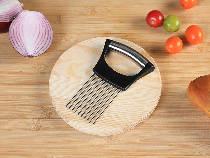 Onion Slicer, Stainless Steel Onion Holder for Slicing with Protective Case, Onion Cutter Tool for Meat Lemon Potato Tomato Avocado Egg Kitchen Slicing Assistant Tool (1 PCS)