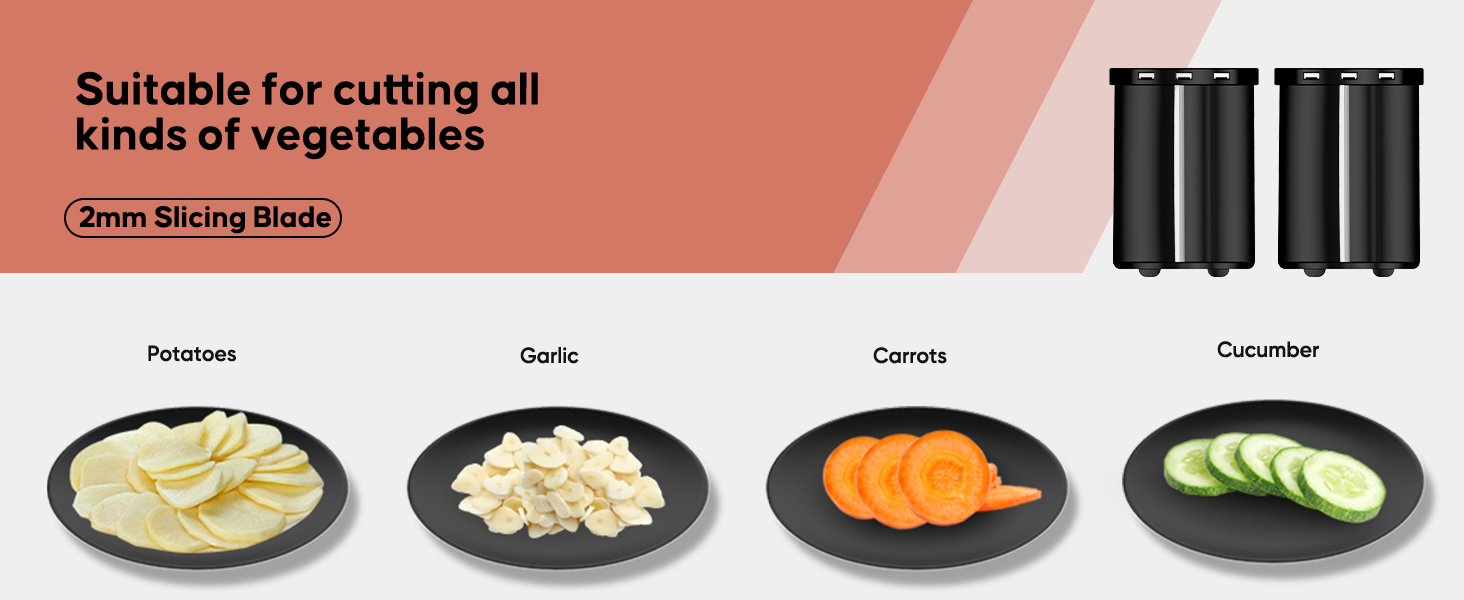 Electric Cheese Grater,300W DC Motor Salad Maker,Electric Slicer Shredder with 5 Different Shapes of Blades,Electric Vegetable Cutter for Potato,Carrot,Black